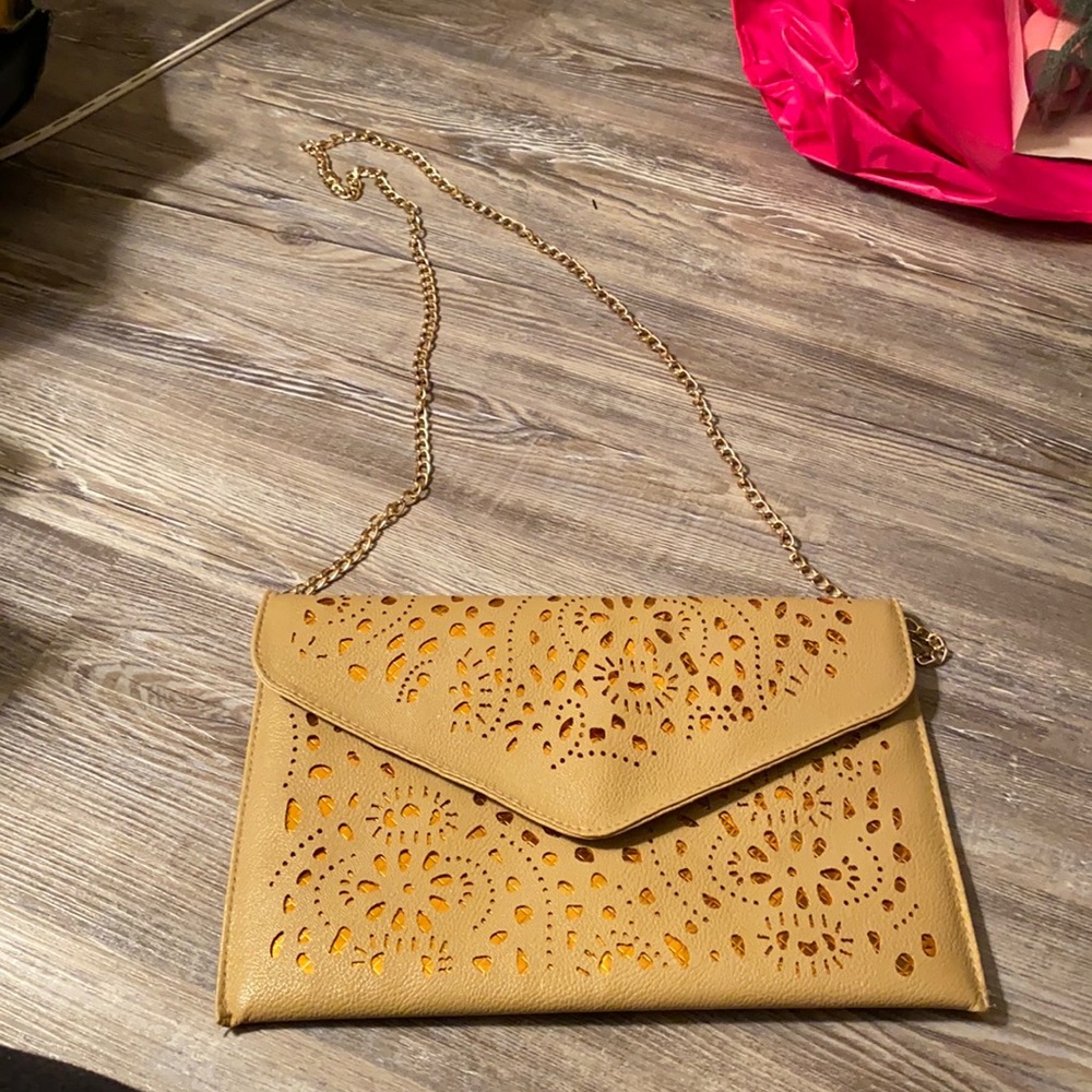 Brown with gold detailing cross body bag
